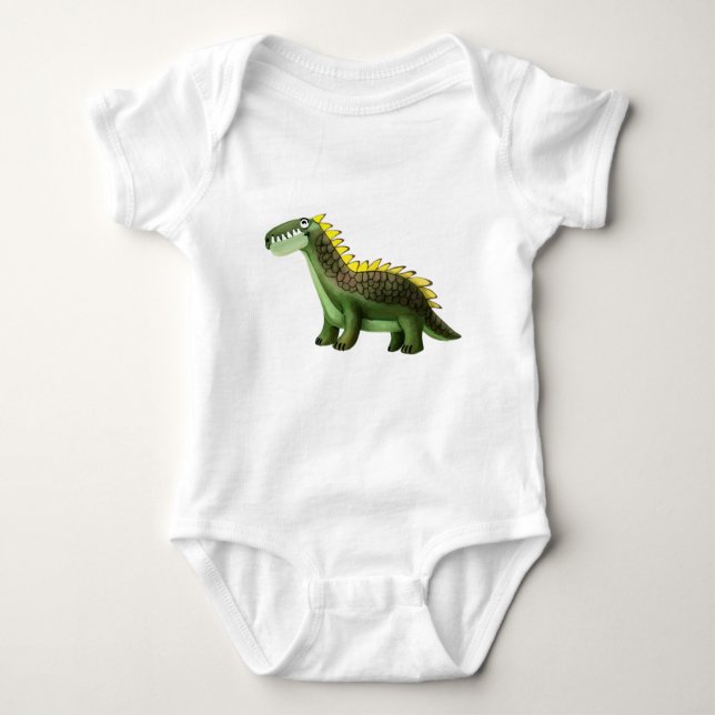Cute Green Dinosaur Baby Bodysuit - Adorable Dino  Baby Strampler (Vorderseite)