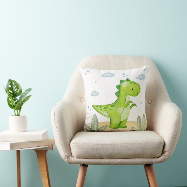Cute Green Dinosaur Nursery Throw Pillow Baby Boy Kissen (Stuhl )