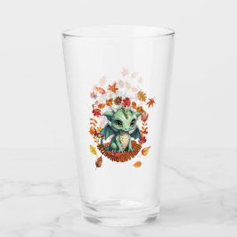 Cute Green Dragon “Autism Awesome Autumn” Design Glas
