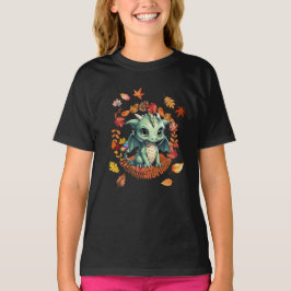 Cute Green Dragon “Autism Awesome Autumn” Design T-Shirt