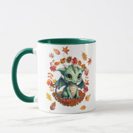 Cute Green Dragon “Autism Awesome Autumn” Design Tasse
