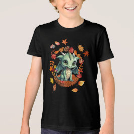 Cute Green Dragon “Autism Awesome Autumn” Design Tri-Blend Shirt