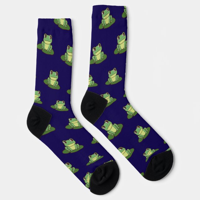 Cute Green Frog Pattern Socks Socken (Rechts)