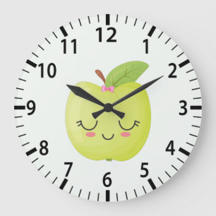 Cute Green Granny Smith Apple Fruit Kitchen Decor  Große Wanduhr