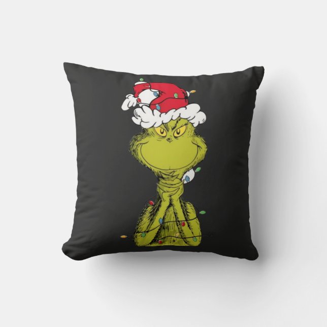 Cute Green  Grinch Christmas Creature Design Kissen (Vorderseite)