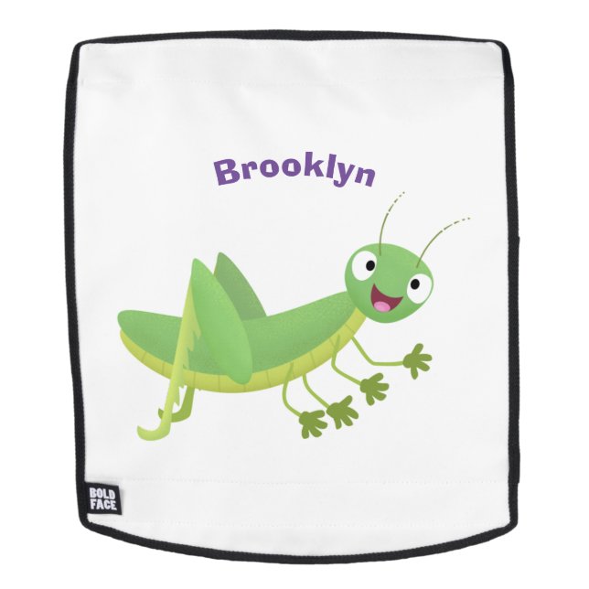 Cute green happy grasshopper cartoon rucksack (Abnehmbare Front)
