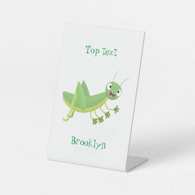 Cute green happy grasshopper cartoon sockelschild (Vorderseite)