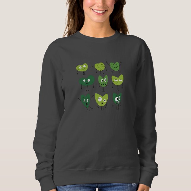 Cute Green Heart Faces  valentine day minimalist Sweatshirt (Vorderseite)