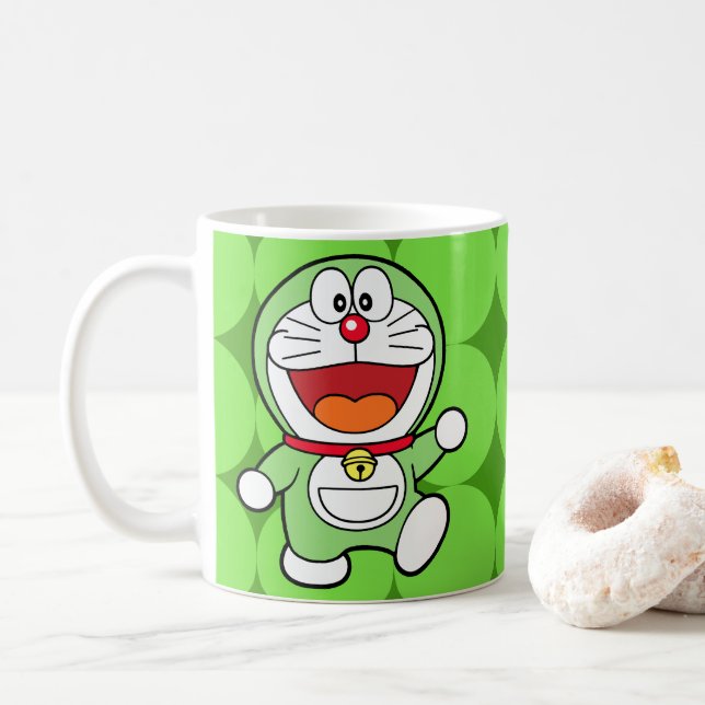 Cute Green Mini Doraemon Anime Kaffeetasse (Mit Donut)