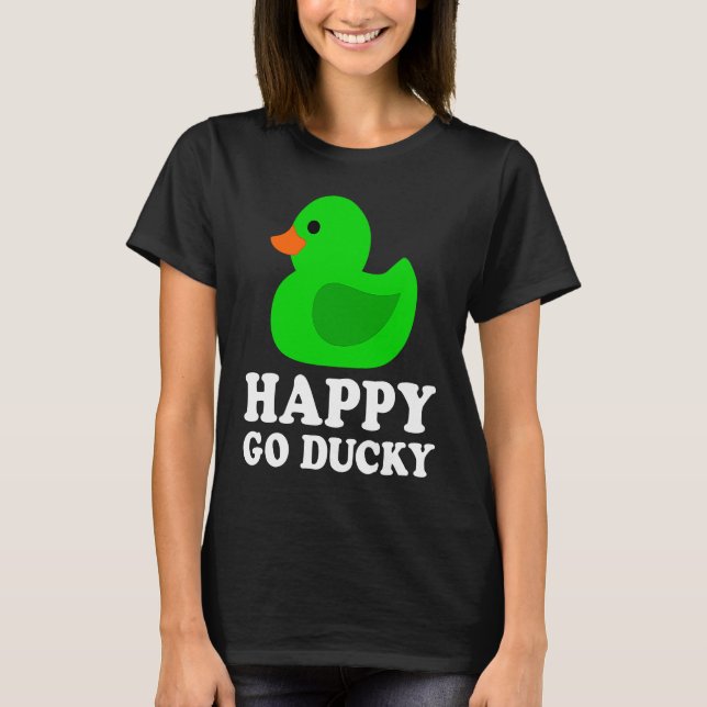Cute Green Rubber Duck Lover Lucky Go Ducky Funny  T-Shirt (Vorderseite)