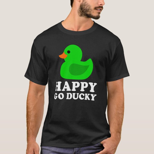 Cute Green Rubber Duck Lucky Go Ducky Pun  1 T-Shirt (Vorderseite)