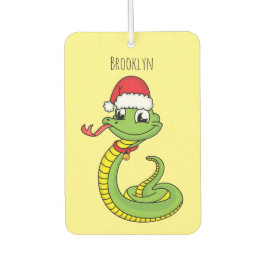 Cute green snake with santa hat cartoon autolufterfrischer
