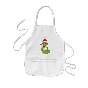 Cute green snake with santa hat cartoon kinderschürze