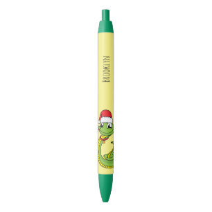 Cute green snake with santa hat cartoon kugelschreiber