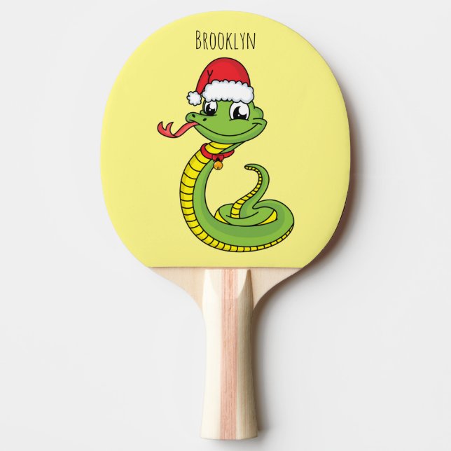 Cute green snake with santa hat cartoon tischtennis schläger (Vorderseite)