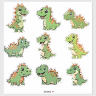 Cute Green T-Rex Dinosaur Kids Vinyl Sticker