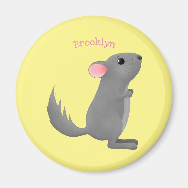 Cute grey chinchilla cartoon illustration  magnet (Vorne)
