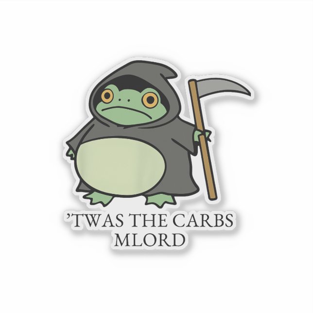 Cute Grim Reaper Frog – ’Twas the Carbs M’Lord Aufkleber (Vorderseite)
