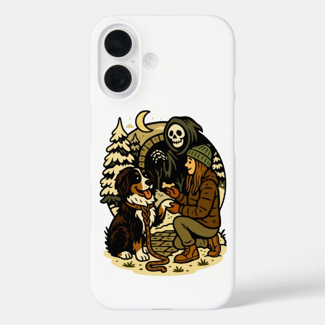 Cute Grim Reaper Girl and Dog Spooky Forest Night Case-Mate iPhone Hülle (Rückseite)