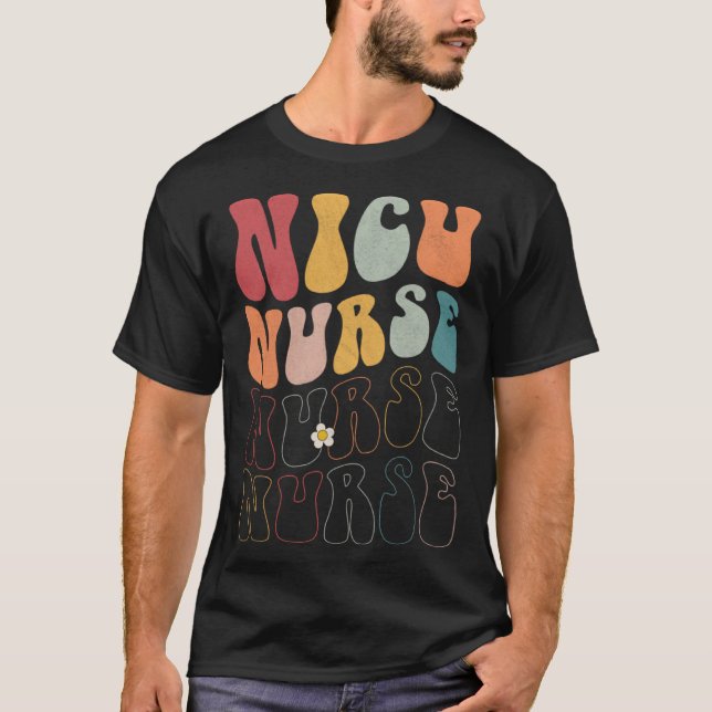 Cute Groovy NICU Nurse RN ICU ER Pediatric T-Shirt (Vorderseite)
