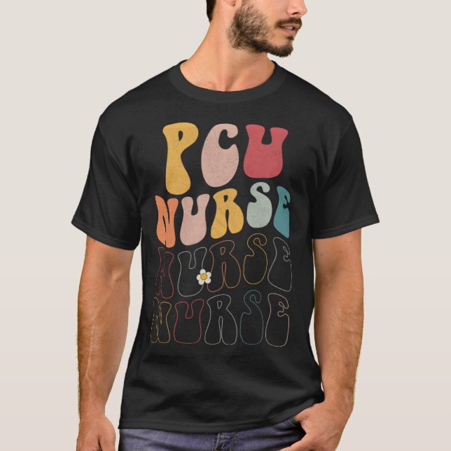 Cute Groovy PCU Nurse RN ICU ER Pediatric T-Shirt (Vorderseite)