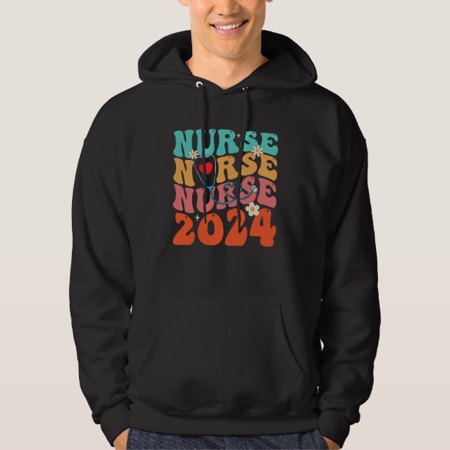 Cute Groovy Stethoscope Nurse Life Nursing Nurse W Hoodie (Vorderseite)