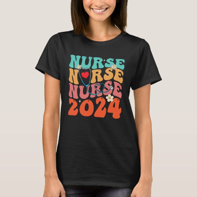 Cute Groovy Stethoscope Nurse Life Nursing Nurse W T-Shirt (Vorderseite)