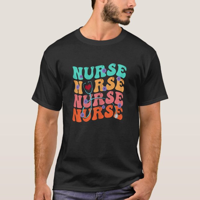 Cute Groovy Stethoscope Nurse Life Nursing Nurse W T-Shirt (Vorderseite)