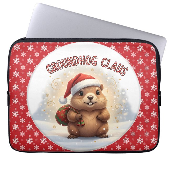 Cute Groundhog Claus Funny Groundhog Christmas Laptopschutzhülle (Vorderseite)