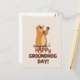Cute Groundhog Illustration Classic Groundhog Day Postkarte