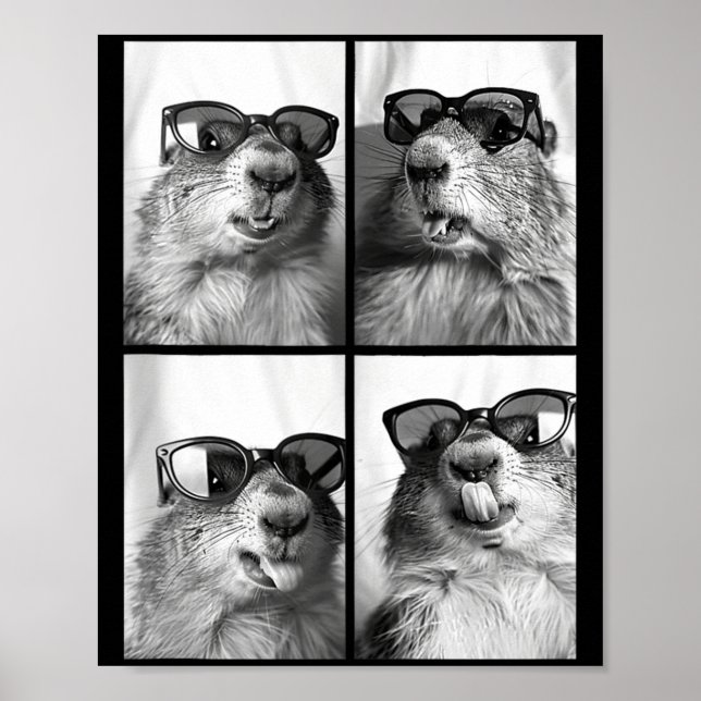 Cute Groundhogs Sungles Cool Forest Animal Photo B Poster (Vorne)
