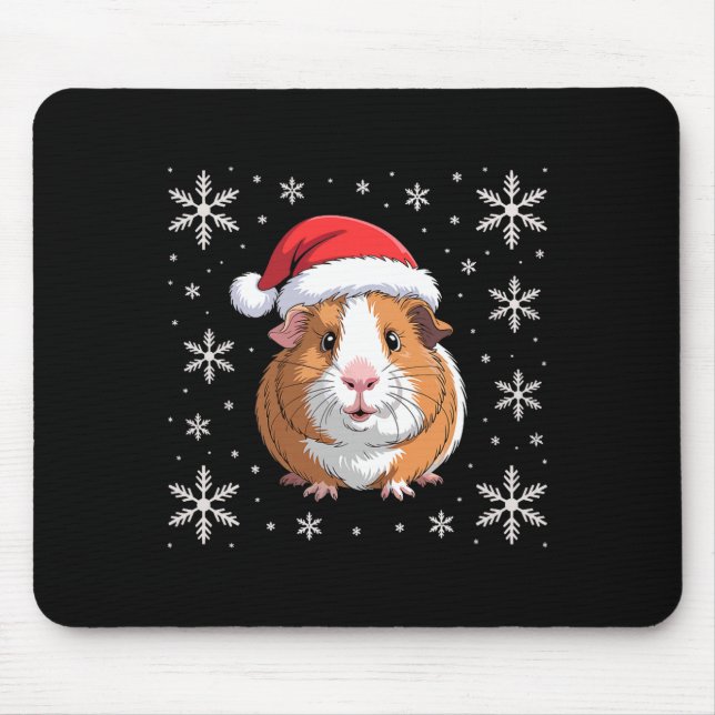 Cute Guinea G Wearing Santa Hat Christmas Premium  Mousepad (Vorne)