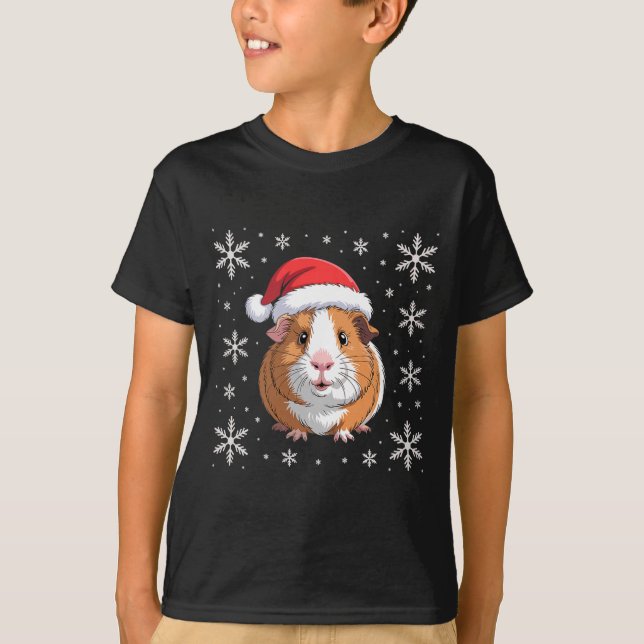 Cute Guinea G Wearing Santa Hat Christmas Premium  T-Shirt (Vorderseite)