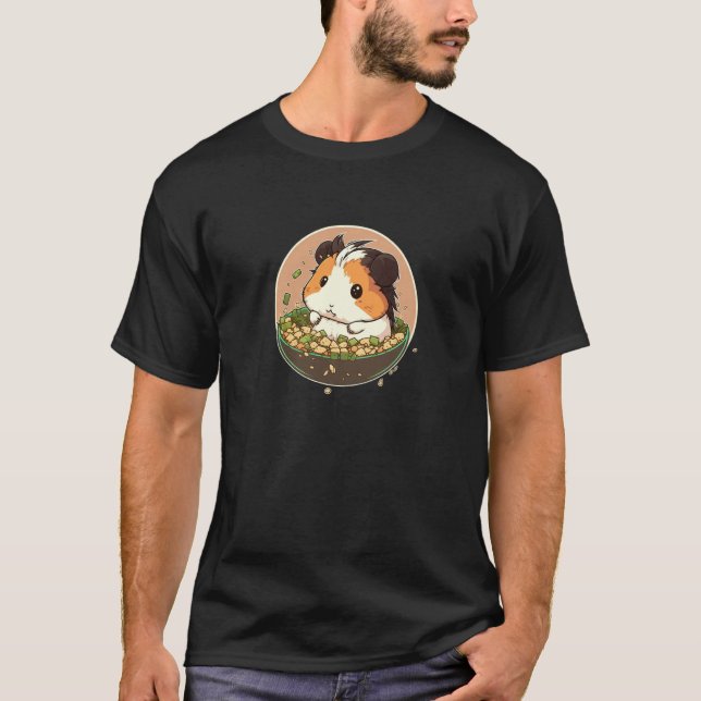 Cute Guinea Pig Devours Tofu Salad T-Shirt (Vorderseite)