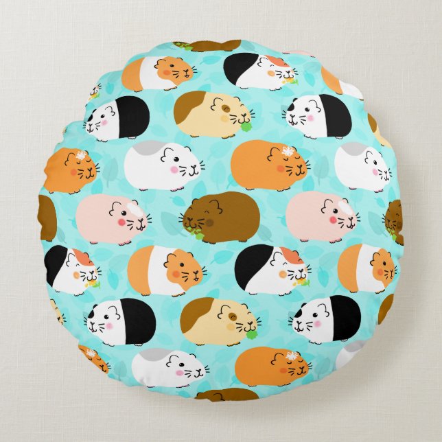 Cute Guinea Pig Pattern Rundes Kissen (Vorderseite)