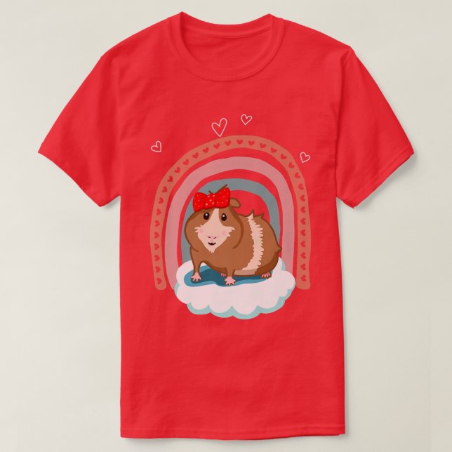 Cute guinea pig with bow and boho rainbow gift  T-Shirt (Design vorne)