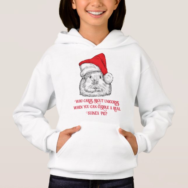 Cute Guinea Pig with Christmas hat Hoodie (Vorderseite)
