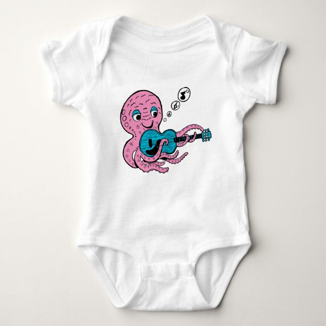 Cute Guitar Player Octopus Baby Strampler (Vorderseite)