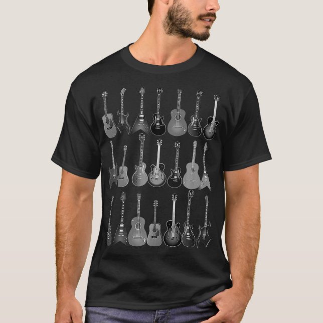 Cute Guitar Rock N Roll Musical Instruments T-Shirt (Vorderseite)