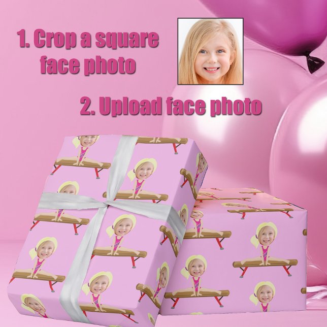 Cute Gymnastics Girl Custom Blonde Kids Photo Geschenkpapier (Von Creator hochgeladen)