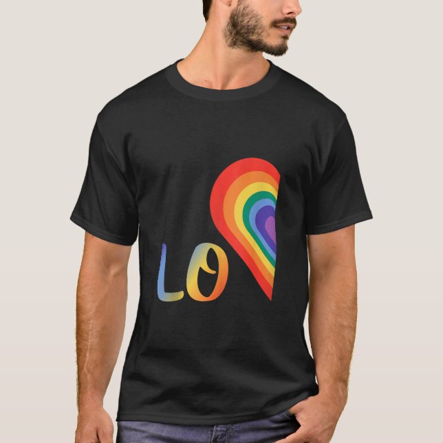 Cute Half Heart Love LGBTQ pride Lesbian Gay Coupl T-Shirt (Vorderseite)