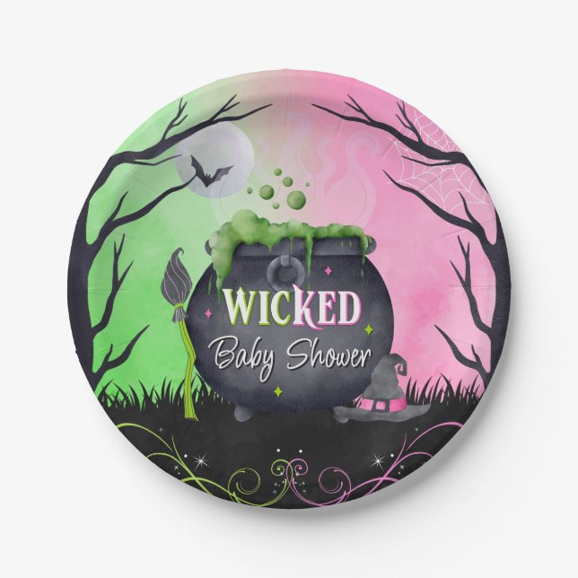 Cute Halloween Baby Shower Witch Plates Pappteller (Vorderseite)