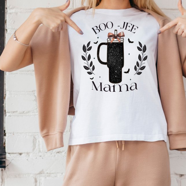 Cute Halloween Boo-Jee Mama Faux Glitter Cute T-Shirt (Von Creator hochgeladen)