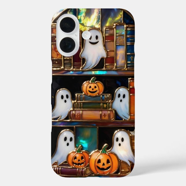 Cute Halloween Bookshelf Phone Case Pumpkin Ghost (Rückseite)