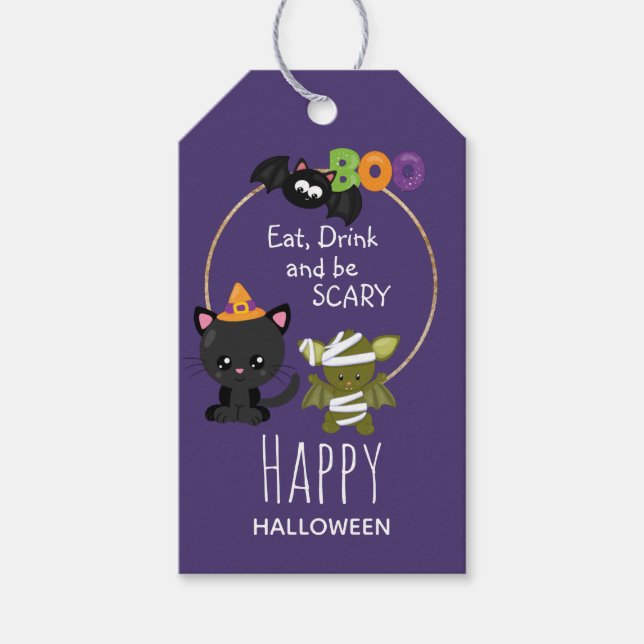 Cute Halloween Cat Geschenkanhänger (Vorderseite)