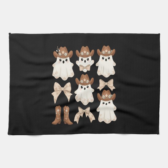 Cute Halloween Cowboy Ghost Geschirrtuch (Horizontal)