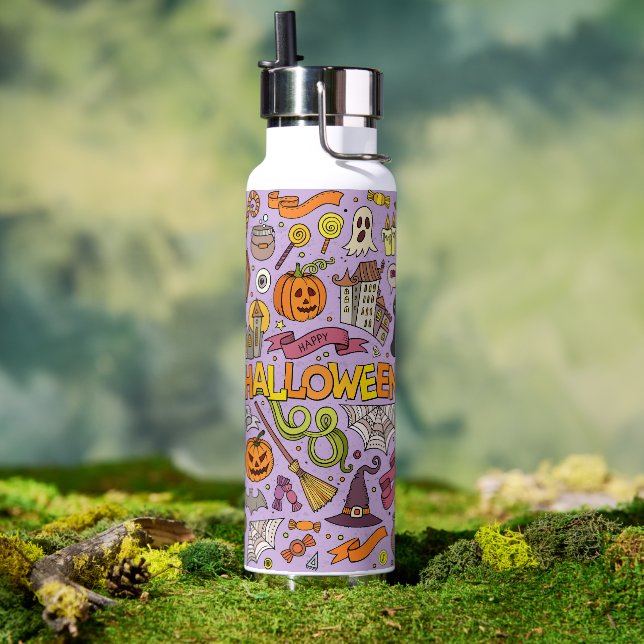 Cute Halloween Doodle Pattern Trinkflasche (Außenbereich)