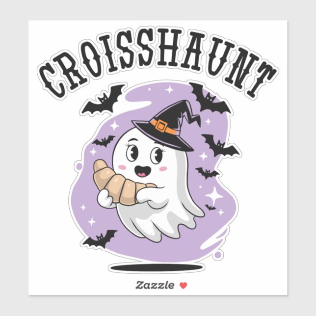 Cute Halloween Ghost Croissant Haunting Aufkleber (Blatt)