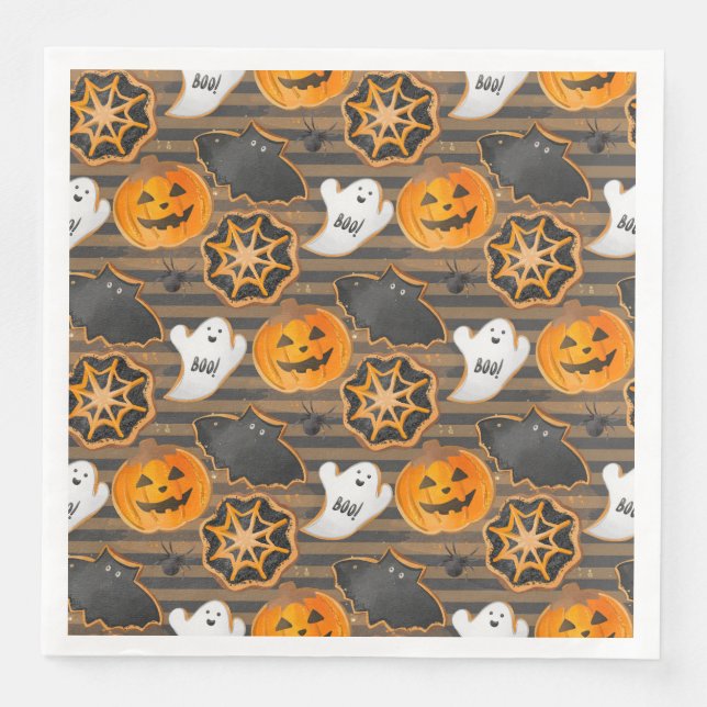 CUTE HALLOWEEN GHOSTS BATS SPIDER WEBS PUMPKINS SERVIETTE (Vorderseite)