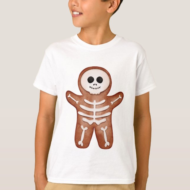 Cute Halloween Gingerbread Skeleton Cookie T-Shirt (Vorderseite)
